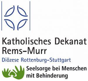 Logo mit dem Schriftzug: "Katholisches Dekanat Rems-Murr. Diözese Rottenburg-Stuttgart. Seelsorge bei Menschen mit Behinderung"
